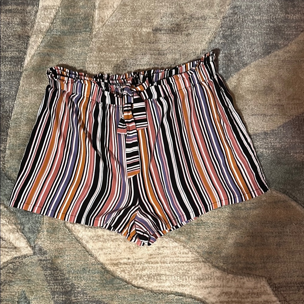 Rue21 High Waist Black and White Striped Shorts